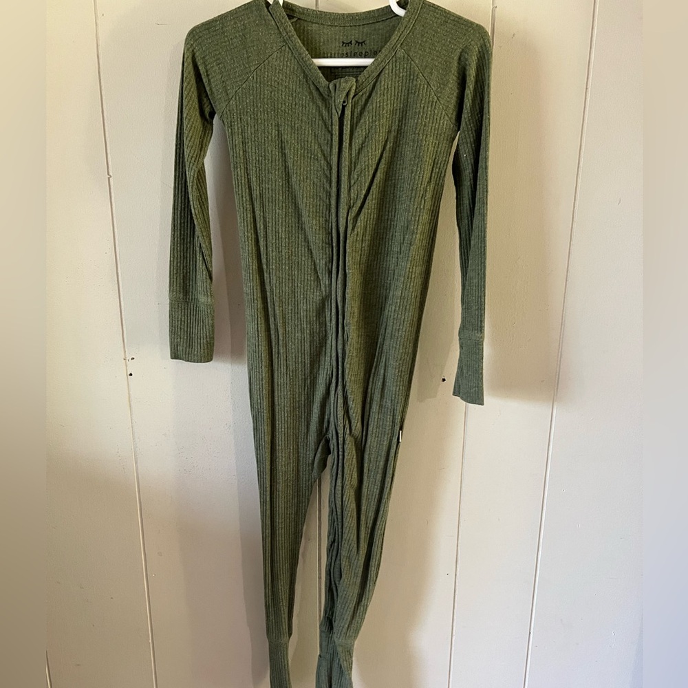 Little Sleepies Olive Green Ribbed Bamboo Zippy